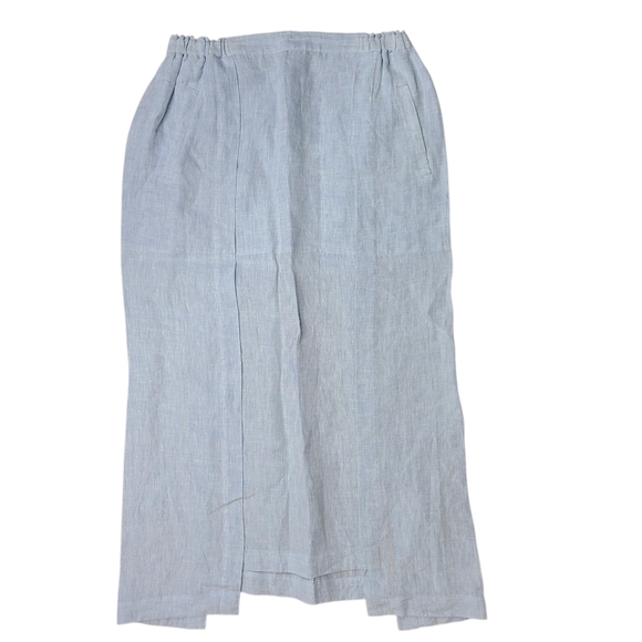 Shirin Guild Light Blue Maxi Skirt & Top Set 100% Linen Blue Size Med/Large - Picture 3 of 8